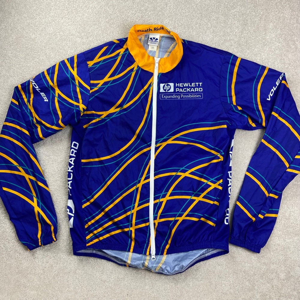 Voler Cycling Jacket Mens Large Blue Hewlett Packard Death Ride 98 Vintage Zip